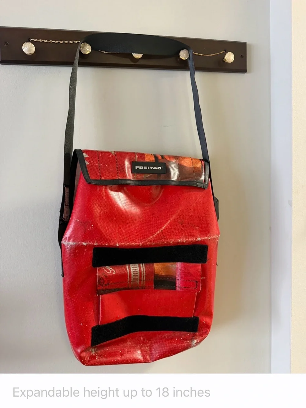 Freitag F14 Dexter Red Graphic Messenger Bag - Recycled Truck-Tarp Design